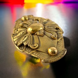 Vintage Victorian Revival Ornate Brass Large Oval Sash Pin/Brooch