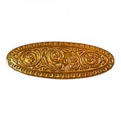 Vintage French Engraved Gold Plated Oval Brooch