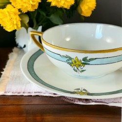 Antique Art Deco Rosenthal Selb Bavaria Donatello Fine China Two Handled Soup Bowl and Plate Set