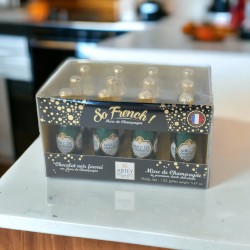 Marc de Champagne Chocolate Mini-Bottles in Crate - Abtey