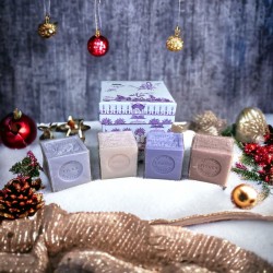 Marseille Soap Gift Box  - Toile de Jouy Purple - Senteurs de France