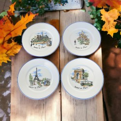Vintage Malevergne Limoges 'Souvenir de Paris' Porcelain Plates Set of 4
