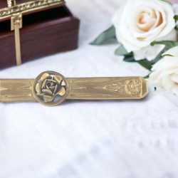 Antique French Art Deco Oria Floral Gold Filled Bar Brooch