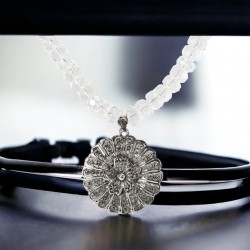 Vintage French Filigree Pendant & Rock Crystal Necklace.