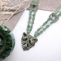 Antique Art Nouveau Fishel Nessler Brooch Green Kyanite Necklace