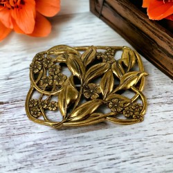 Vintage Floral Art Nouveau Style Gold Plated Sash Pin