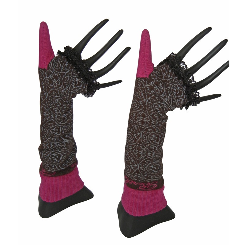 Arm warmers – Chocolate Pink Lace by French designer Berthe Aux Grands Pieds