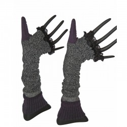 Arm Warmers – Gray Plum Lace by French designer Berthe Aux Grands Pieds