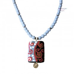 ANGE BLEU- Ceramic Pendant & Angelite Necklace