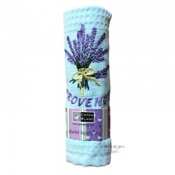 Provence Embroidered Lavender Bouquet Waffle Weave Towel - Coton Blanc