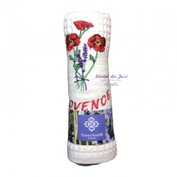 Provence Embroidered Waffle Weave Towel - Poppies