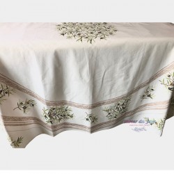 Provence Coated Tablecloth - Olive Baux Natural Square