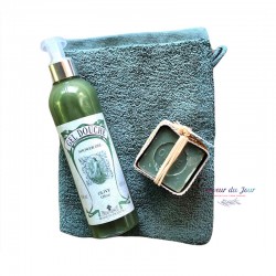 Olive Marseille Soap, Olive Shower Gel & French Washcloth Gift Set