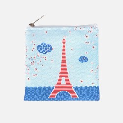 Zipper Pouch Paris - Flower & Eiffel Tower - Small