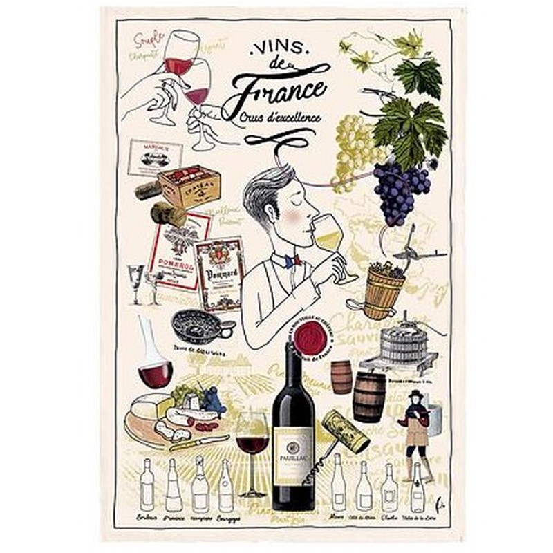 French Image Dish Towel - Vins de France