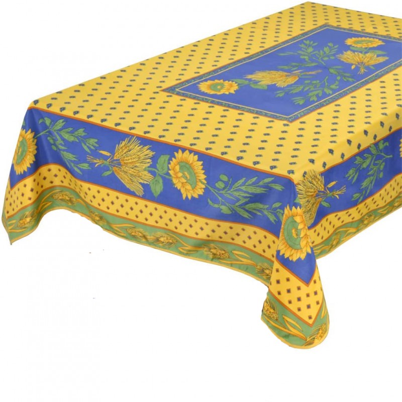 Provence Rectangle Tablecloth - Sunflower Blue & Yellow