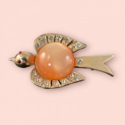 Vintage MCM Moonglow Peach Jelly Belly Swallow Bird Brooch