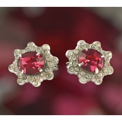 Vintage Coro Pink and Clear Rhinestones & Silver Tone Clip-on Earrings