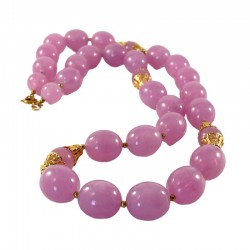 Vintage Pink Lavender Plastic Oval Beads Long Necklace