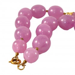 Vintage Pink Lavender Plastic Oval Beads Long Necklace