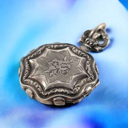 Antique French Ornate Sterling Silver Photo Holder Locket Pendant