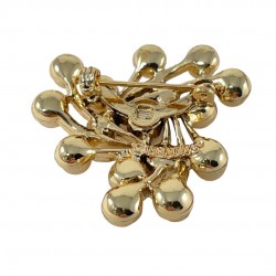 Vintage Emmons Faux Pearls Gold Tone Pinwheel Cluster Brooch