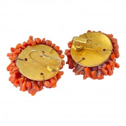 Vintage Sandor Natural Branch Coral Cluster Gold Tone Clip-on Earrings